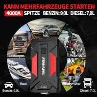 FOWAWU 3000A 24800mAh startér do auta, vodotěsný startovací akumulátor (9,0 l benzín, 7,0 l diesel), přenosný zesilovač baterie 